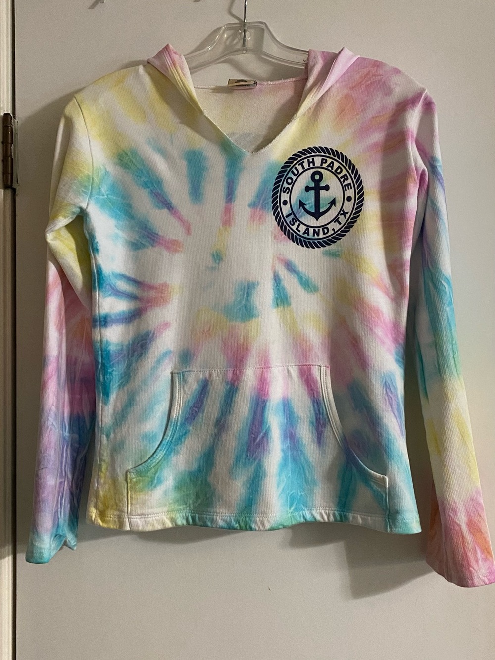 South Padre Island women’s' Tie-Dye Hooded Pullover - Pastel Multi